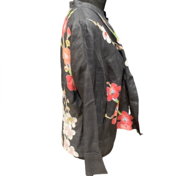CITRON SANTA MONICA Cherry Blossom Asian Boxy Shirt Natural Accents Sz Large - Picture 5 of 12